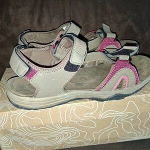 Women’s Sport Sandals in Taupe with Pink Accents